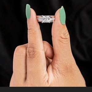 2 CT princess cut moissanite ring white gold size 7